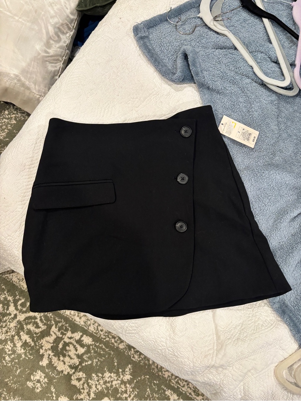 a new day Black Mini Skirt with Button Detail
